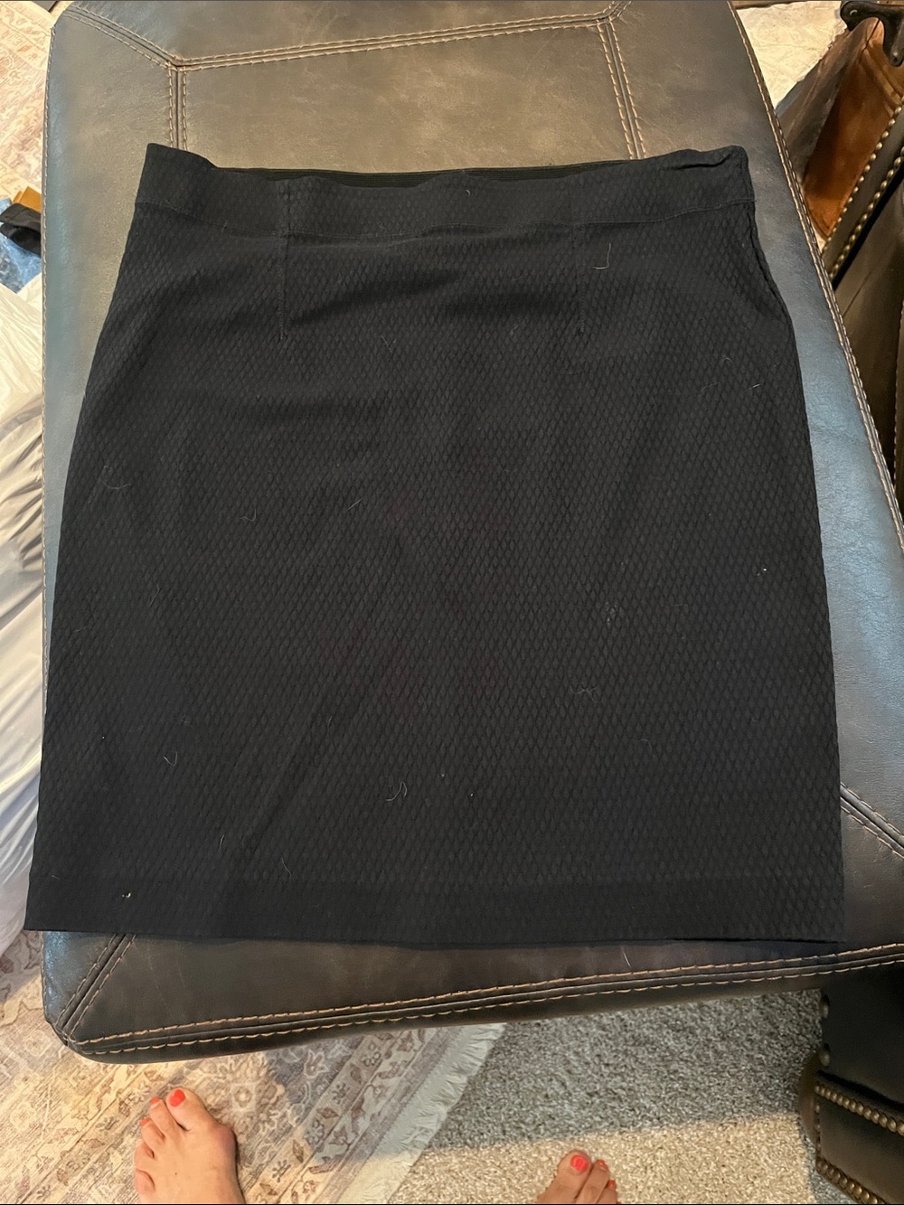 Elle Black Textured Pencil Skirt